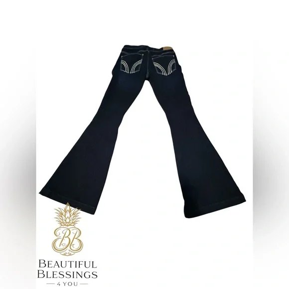 Hollister 3S 26W/30L Low Rise Vintage Flare with Soft Stretch Dark Blue Jeans - Picture 4 of 6